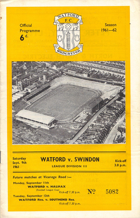 <b>Saturday, September 9, 1961</b><br />vs. Watford (Away)